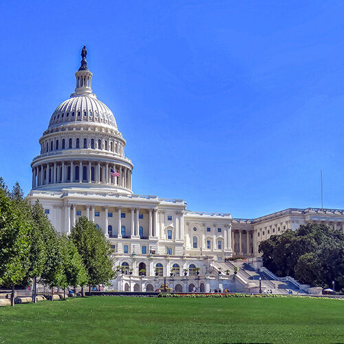 exterior of state capital building on beautiful day